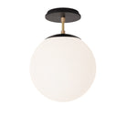 Alto Surface 10” shown in Matte Black with Brass and a Black Stained Wood Canopy