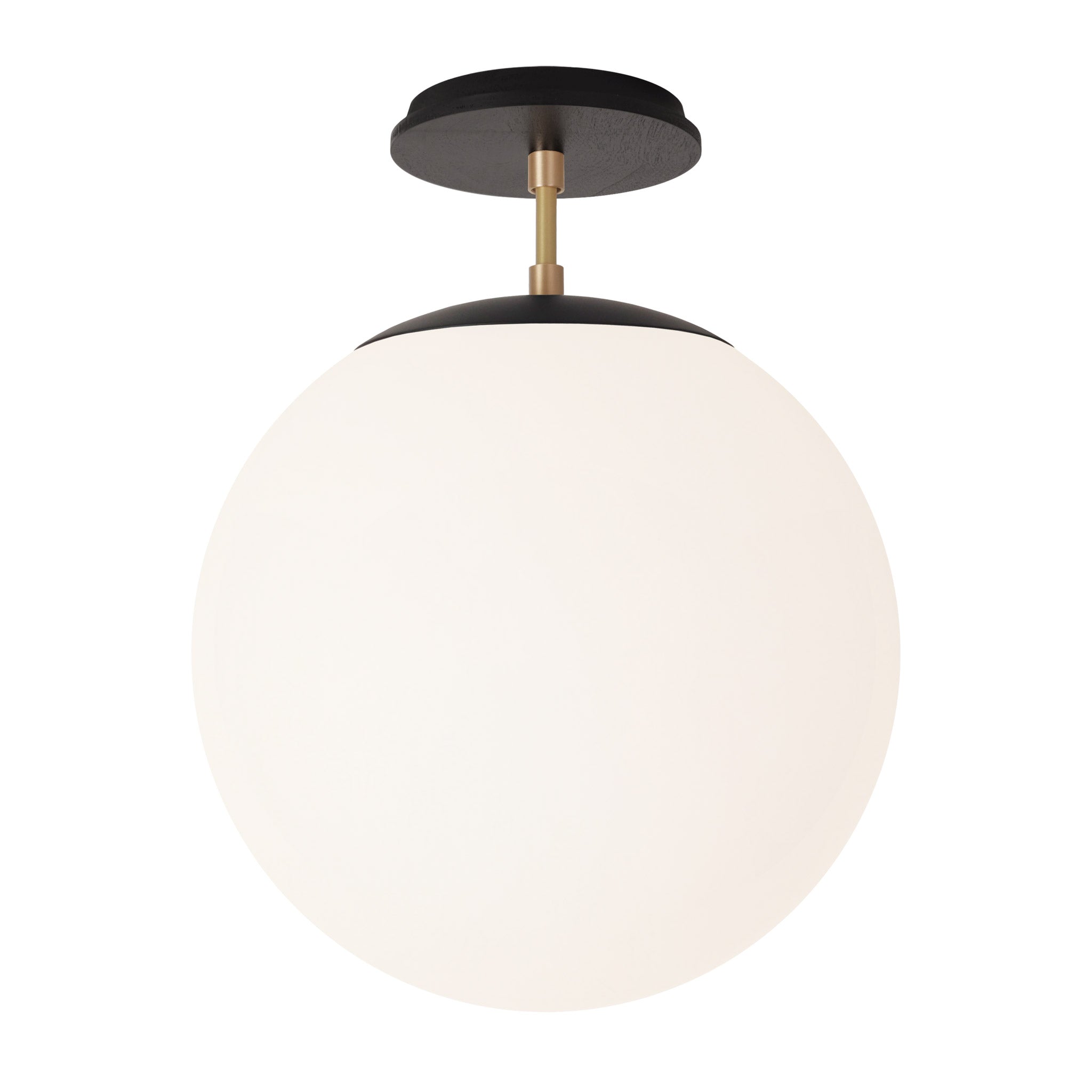 Alto Surface 12” shown in Matte Black with Brass and a Black Stained Wood Canopy