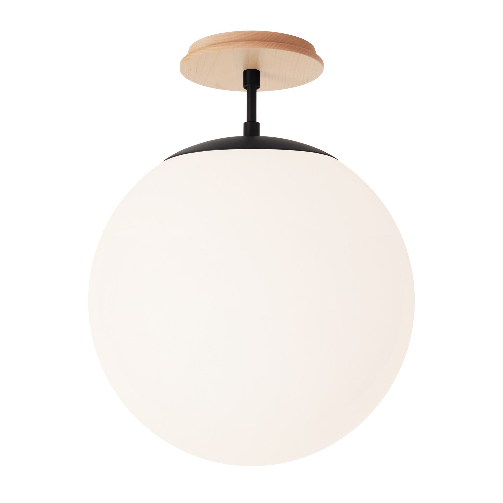 Alto Surface 12” shown in Matte Black with a Maple Wood Canopy