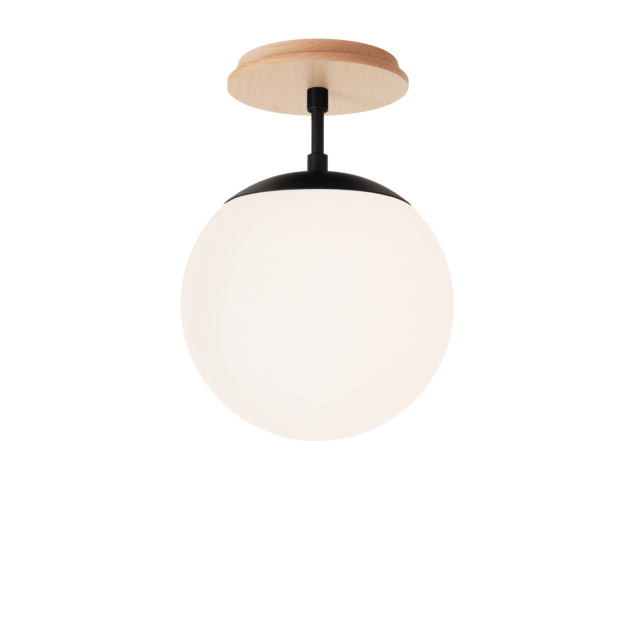 Alto Surface 8" shown in Matte Black with a Maple Wood Canopy