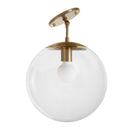Alto Surface 12" for Vaulted Ceiling shown in Heirloom Brass with a Clear 12" Globe