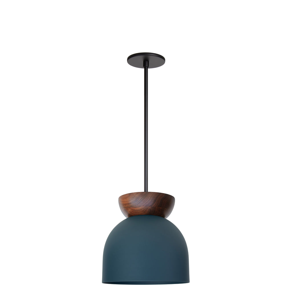 Amélie Luxe Wood 10" Pendant shown in Ocean Blue with Walnut and Matte Black