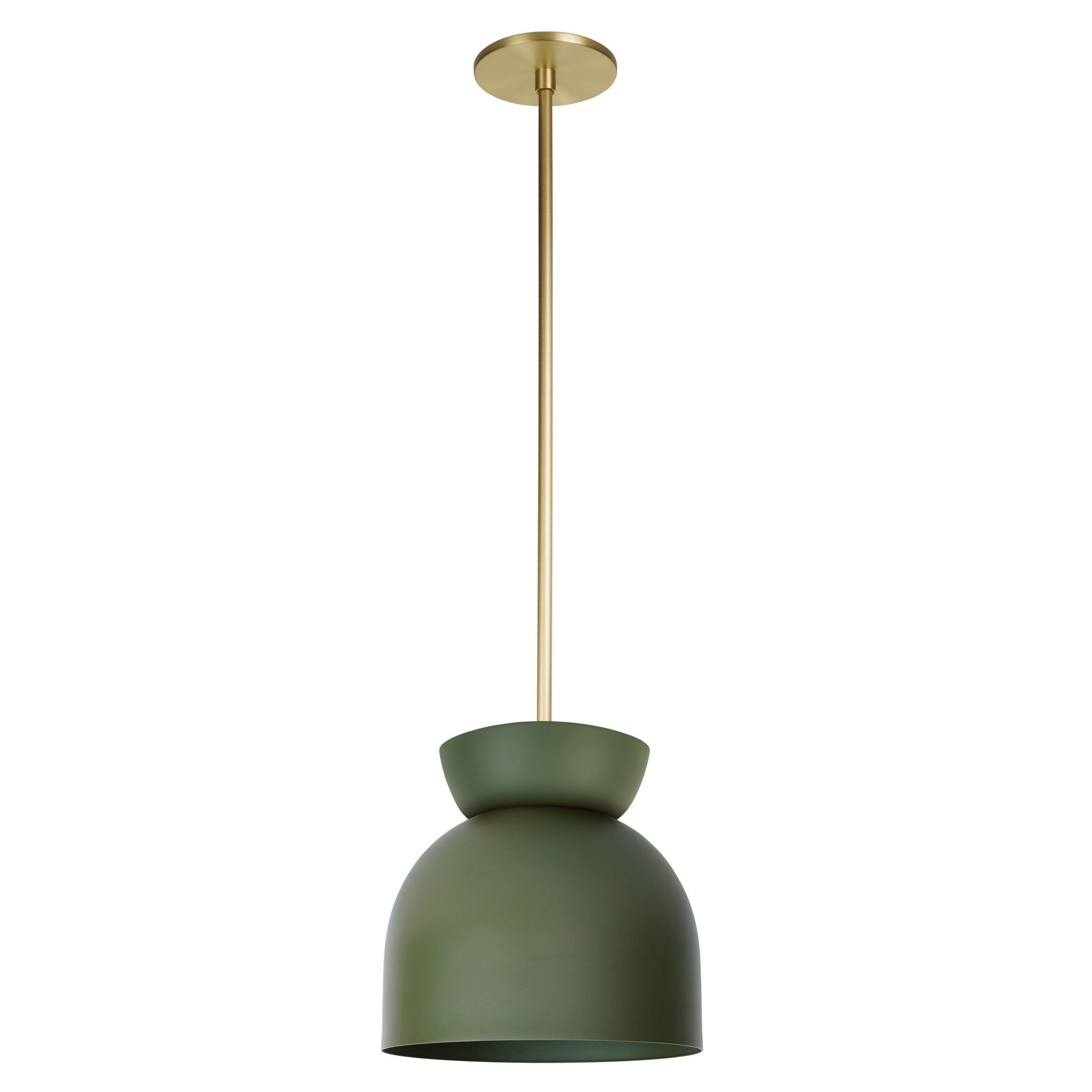 Amélie Luxe 8" Pendant shown in Secret Garden Green with Brass