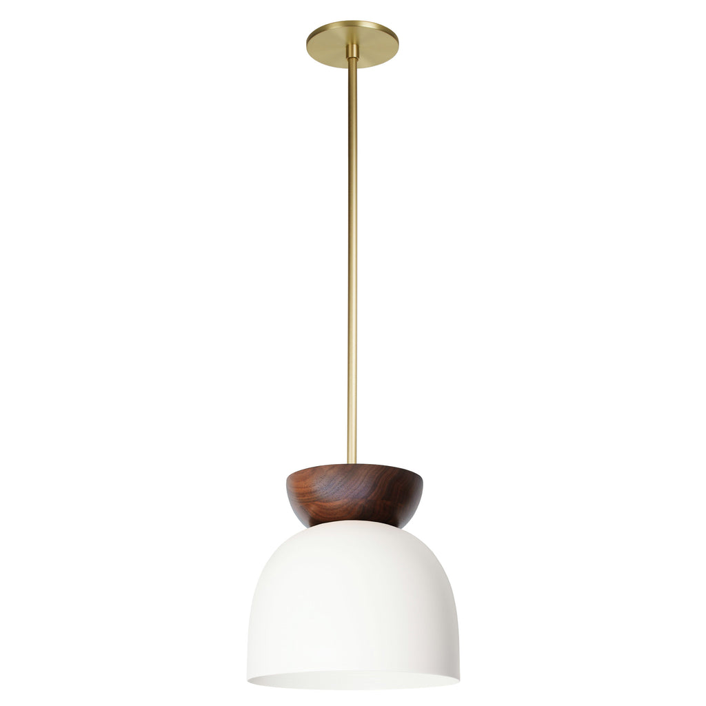 Amélie Luxe Wood 10" Pendant shown in White with Walnut and Brass