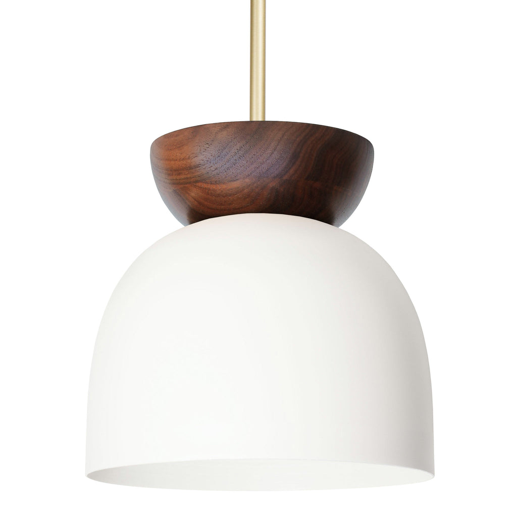 Amélie Luxe Wood 10" Pendant shown in White with Walnut and Brass