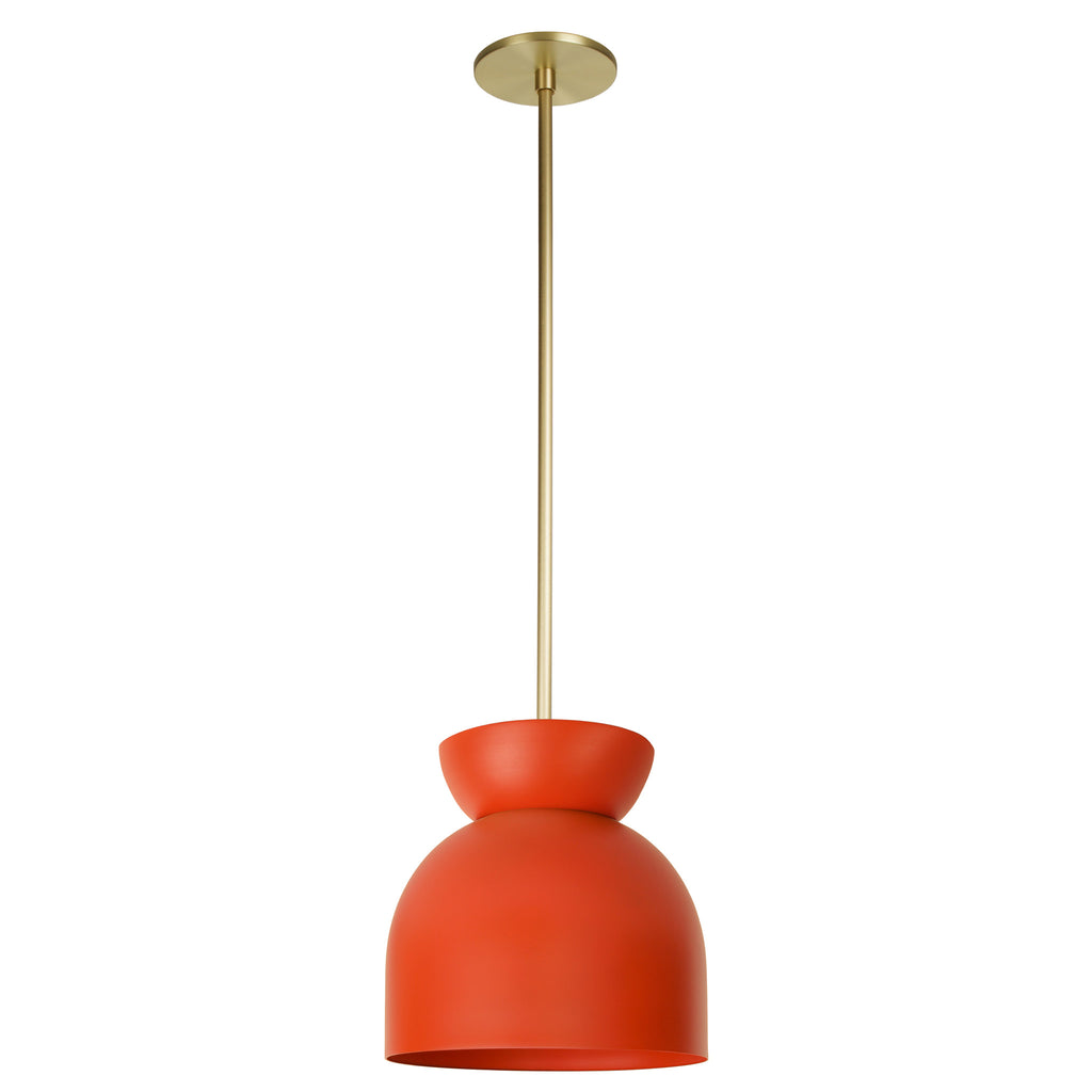 Amélie Luxe 10" Pendant shown in Persimmon and Brass