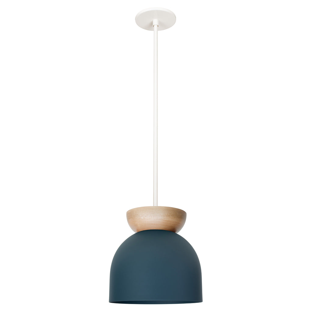 Amélie Luxe Wood 10" Pendant shown in Ocean Blue with Maple and White