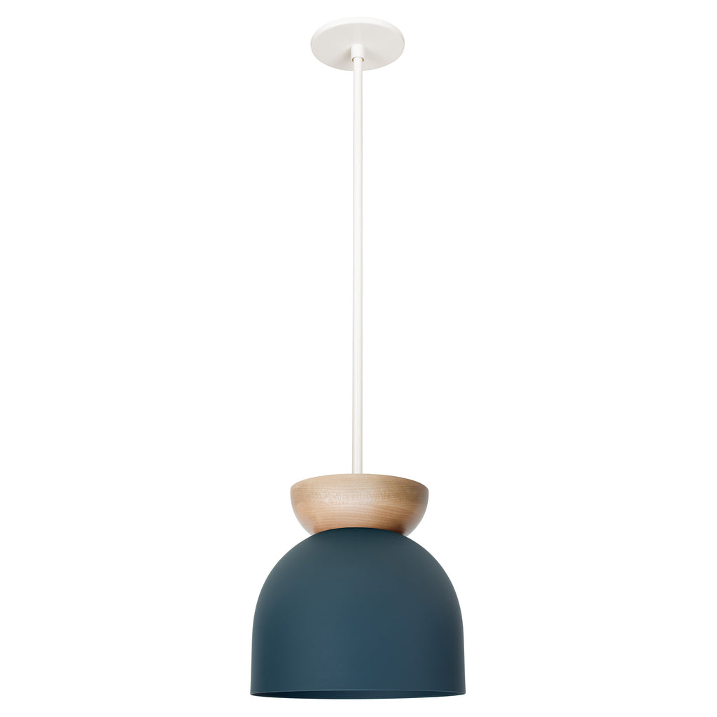 Amélie Luxe Wood 8" Pendant shown in Ocean Blue with Maple and White.