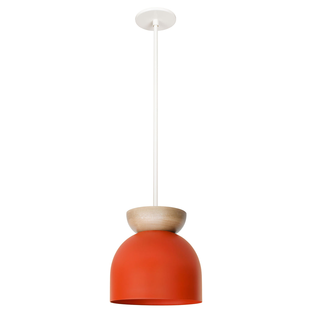 Amélie Luxe Wood 10" Pendant shown in Persimmon with Maple and White