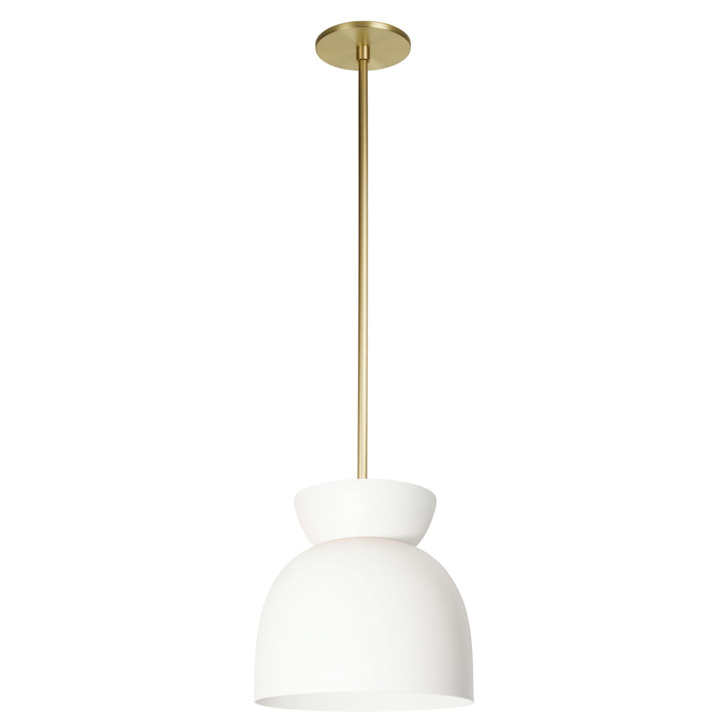 Amélie Luxe 8" Pendant shown in White with Brass.