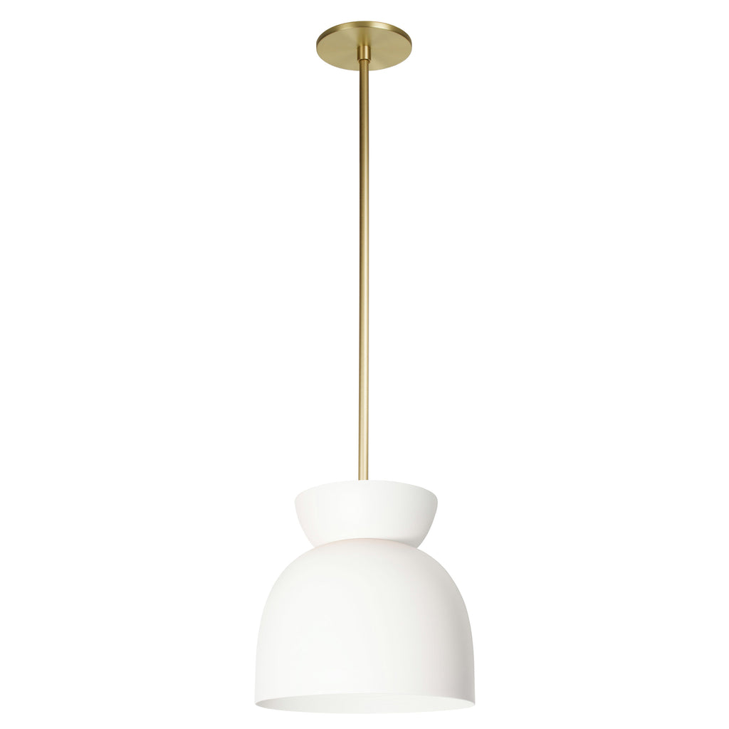 Amélie Luxe 10" Pendant shown in White and Brass