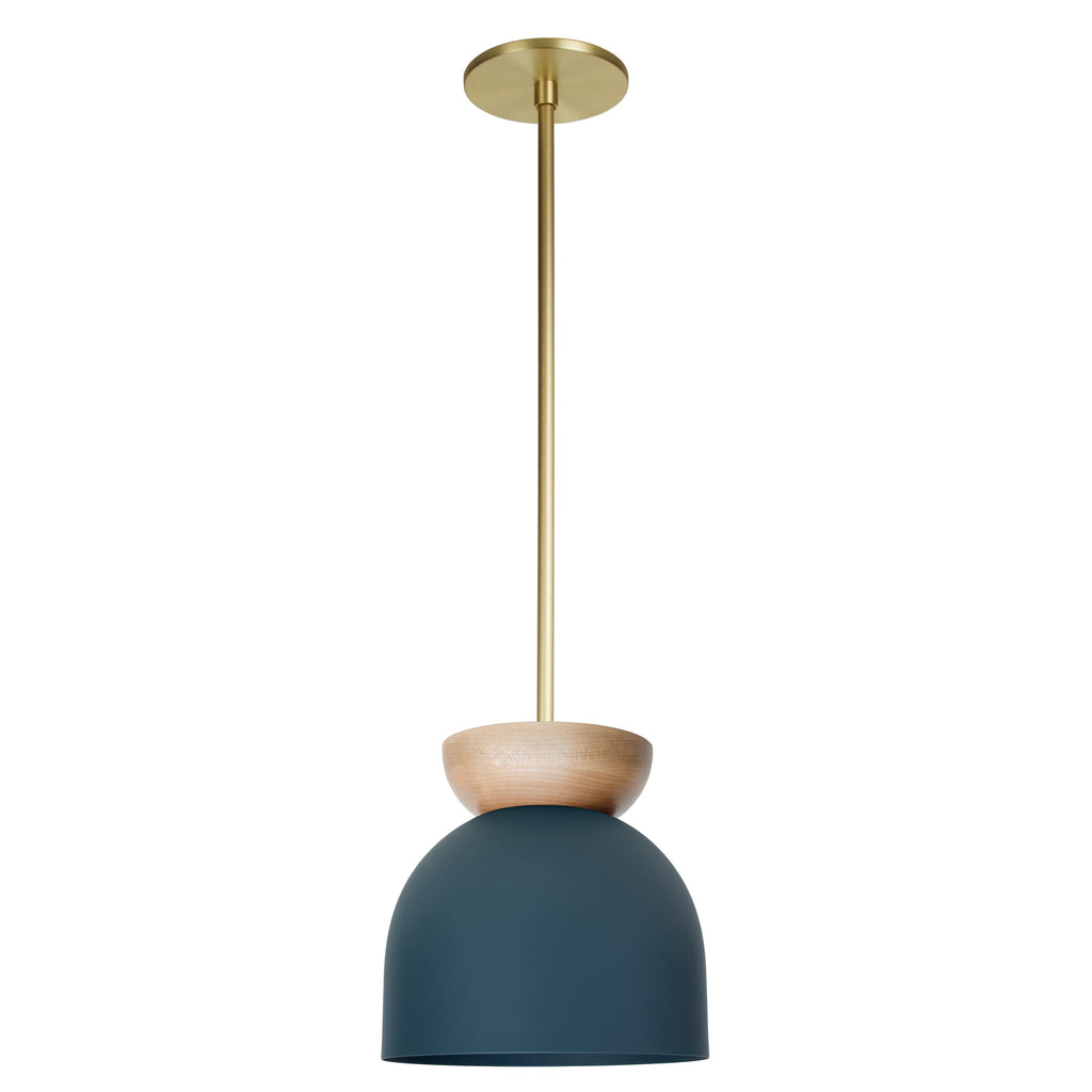 Amélie Luxe Wood 8" Pendant shown in Ocean Blue with Maple and Brass