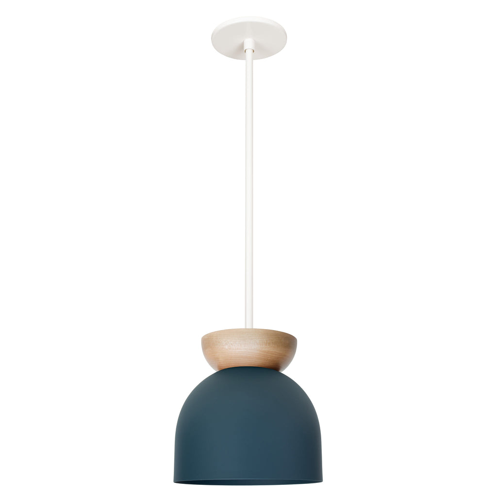 Amélie Luxe Wood 8" Pendant shown in Ocean Blue with Maple and White