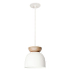 Amélie Luxe Wood 8" Pendant shown in White with Maple and White