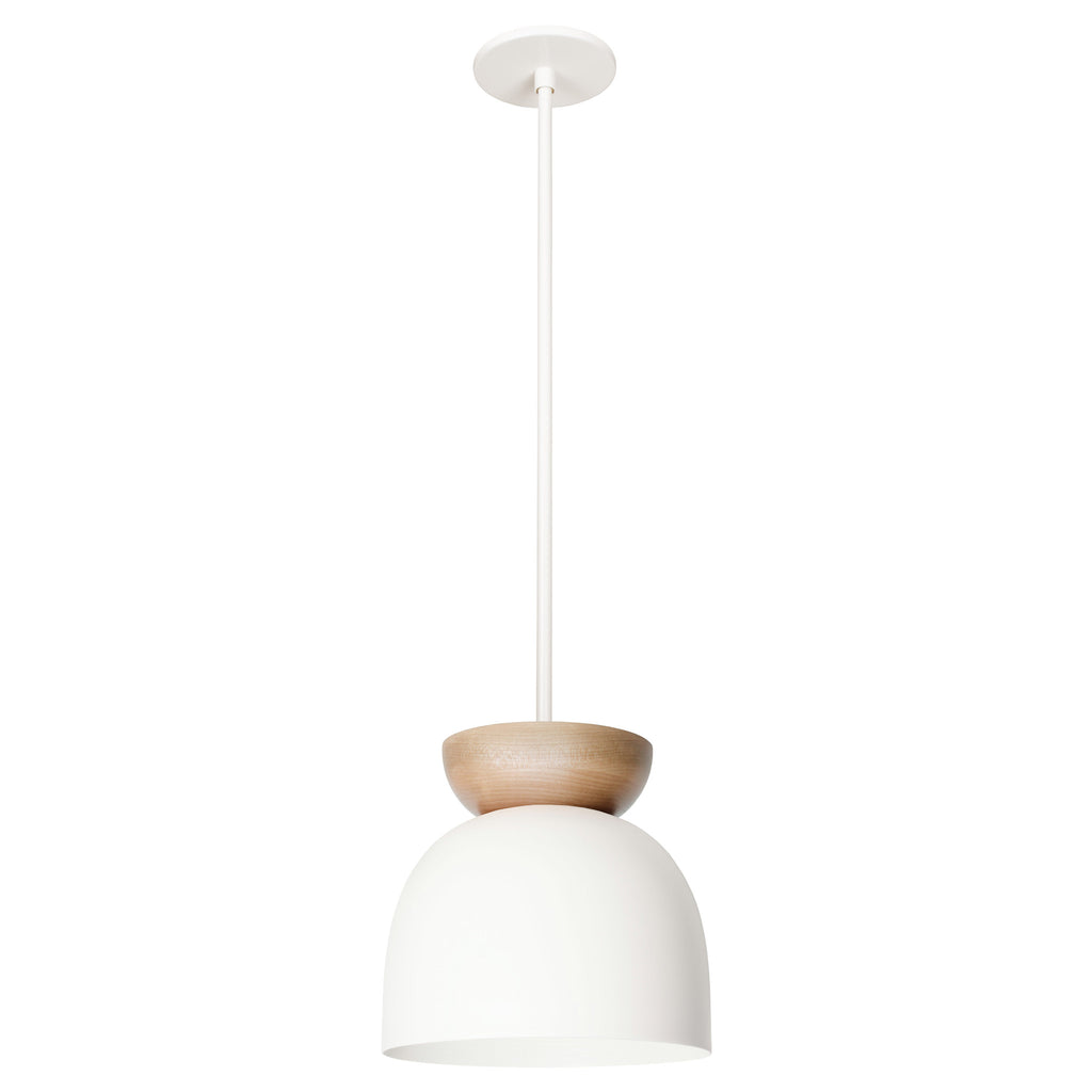Amélie Luxe Wood 8" Pendant shown in White with Maple.