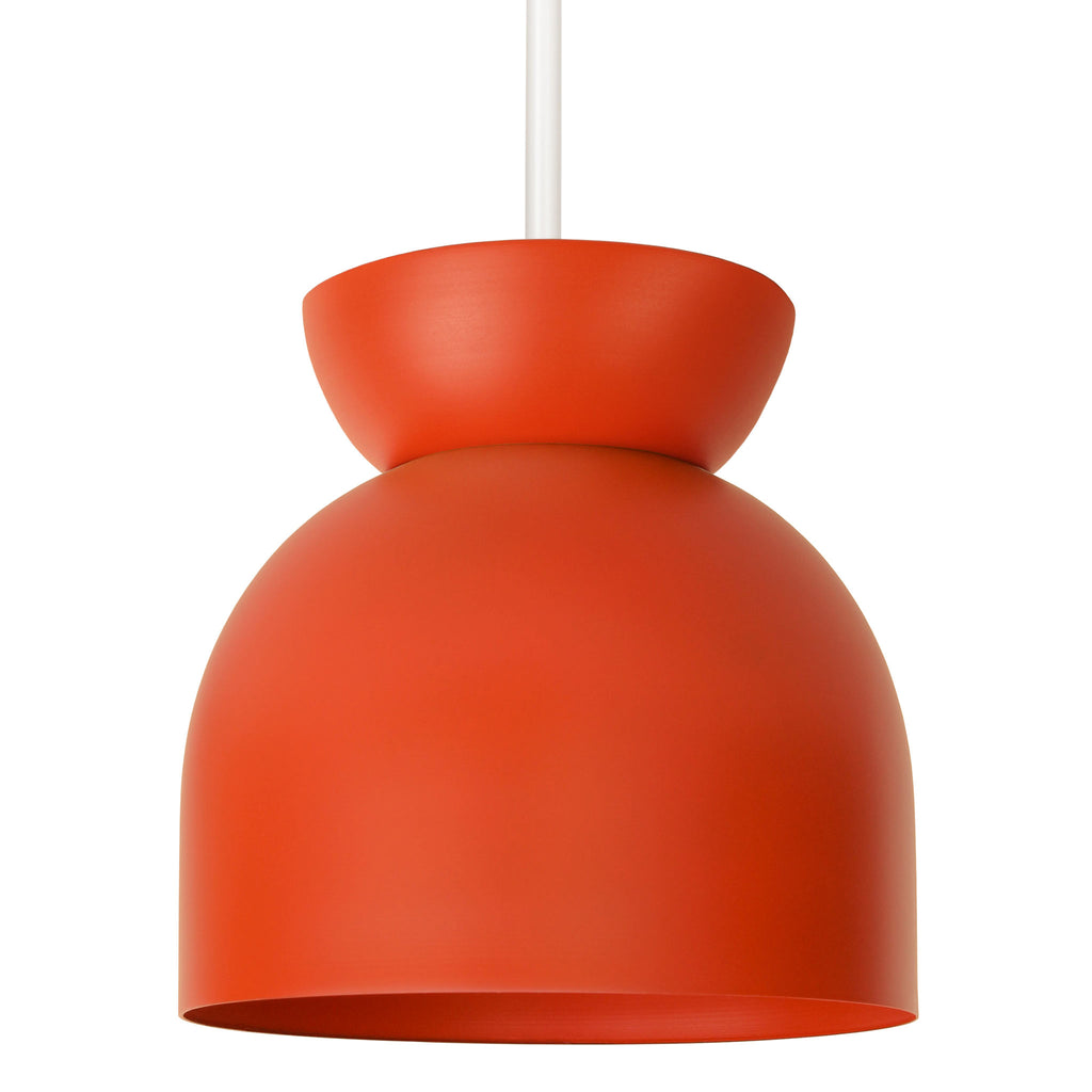 Amélie Luxe 8" Pendant shown in Persimmon with White.