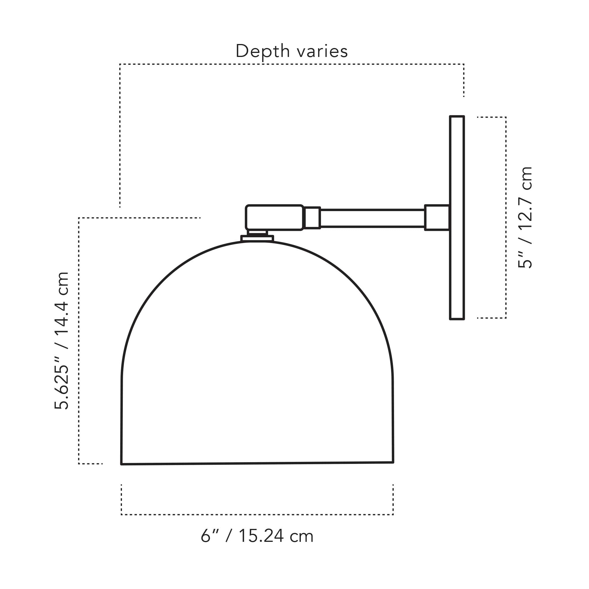 A Technical Drawing Of The Amélie Sconce With 6" Globe