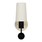Amherst sconce shown in Black Stained with Natural White and Cream Quilted ceramic