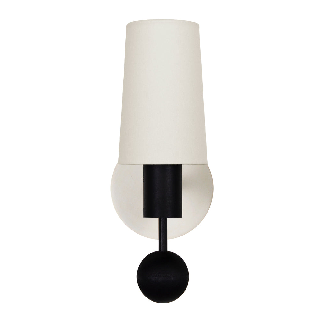 Amherst (Black Stained) Sconce with a Natural White Glaze Ceramic Canopy