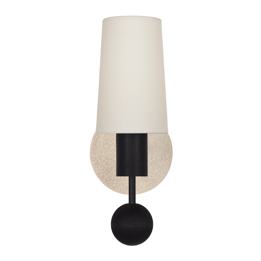 Amherst (Black Stained) Sconce with a Gloss Crackle Glaze Ceramic Canopy