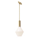Aurora Pendant shown in Brass with a Vaulted Ceiling option