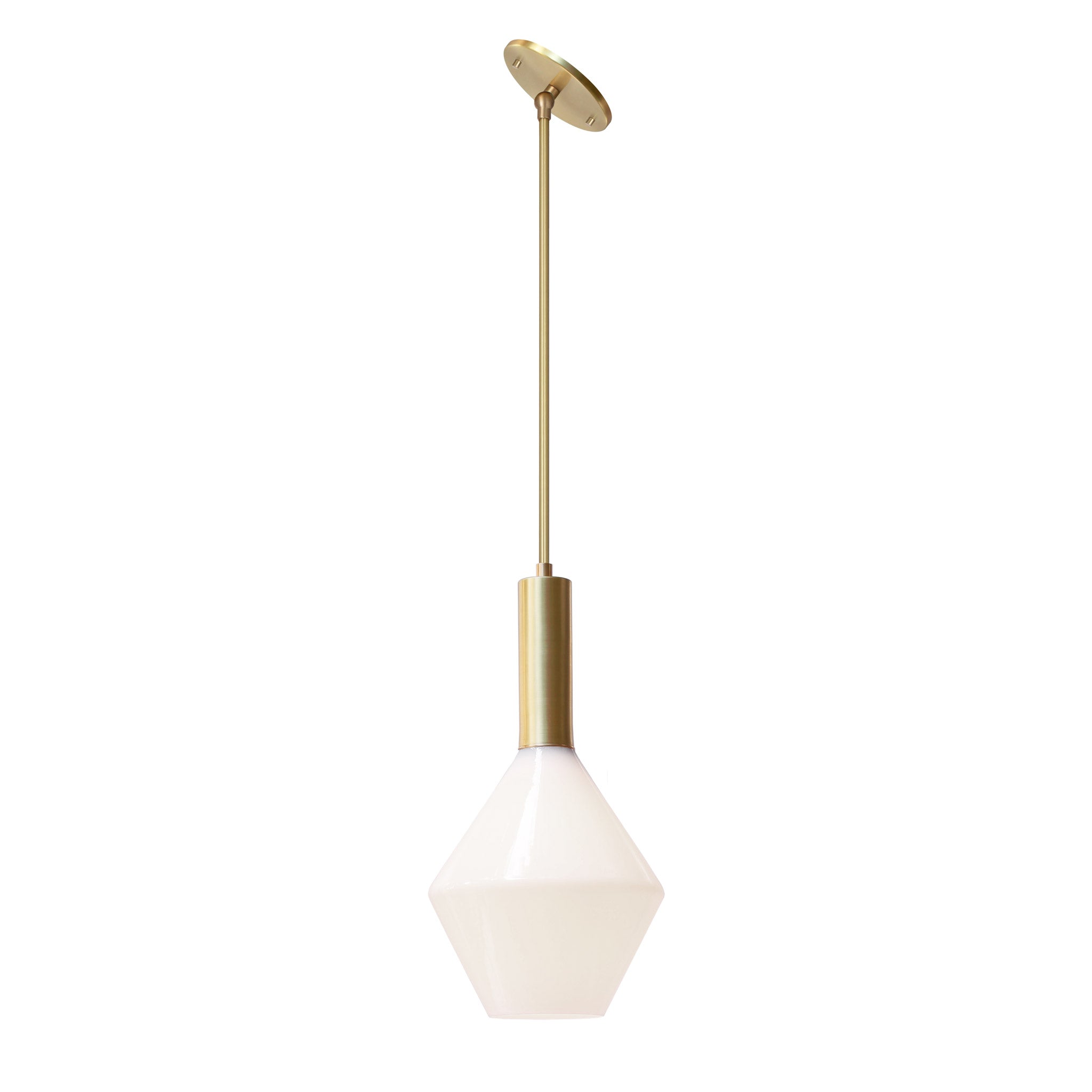 Aurora Pendant shown in Brass with a Vaulted Ceiling option