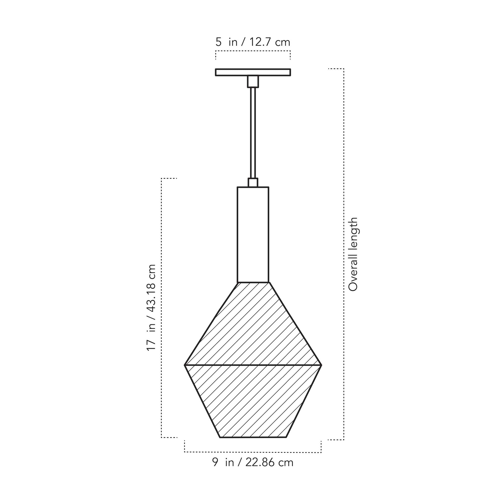 A Technical Drawing Of The Aurora Pendant Light