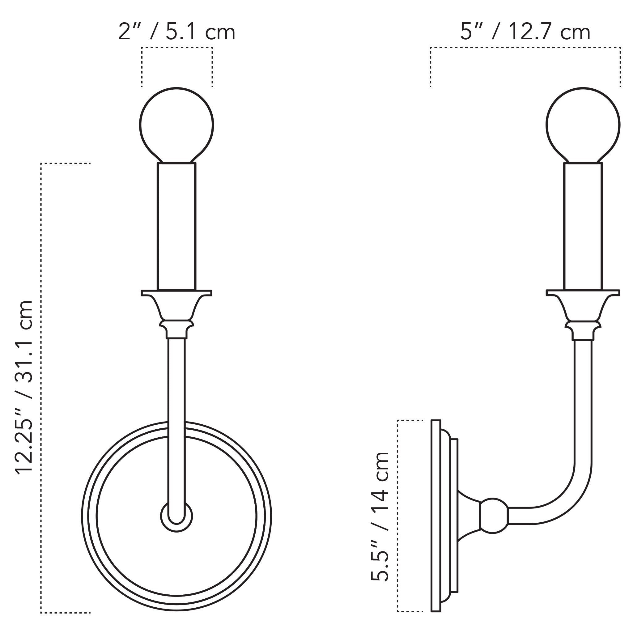 A Technical Drawing Of The Bijou Candle Wall Sconce