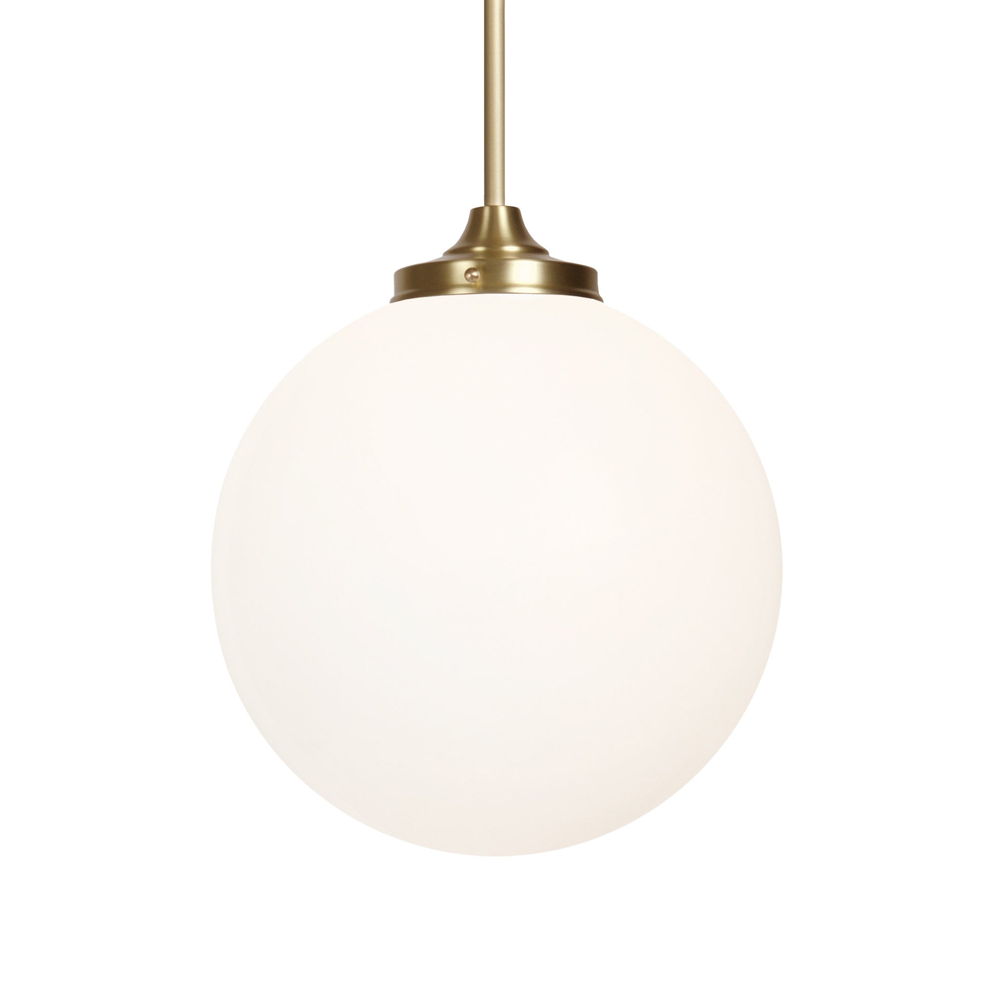 Close up of Bijou Pendant 12" Globe shown in Brass