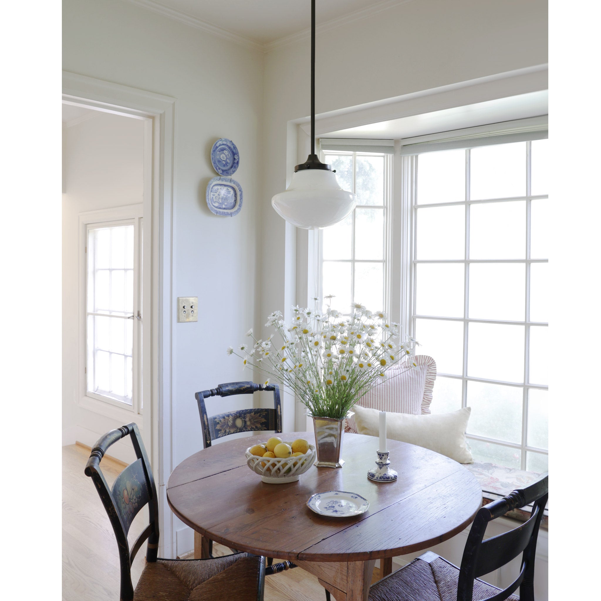 Bijou Pendant 10" Tulip shown in Graphite Patina. Interior design by Sarah J. Meyer Design