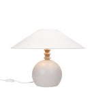 Blanchet Table Lamp shown in Cloud Concrete with Maple