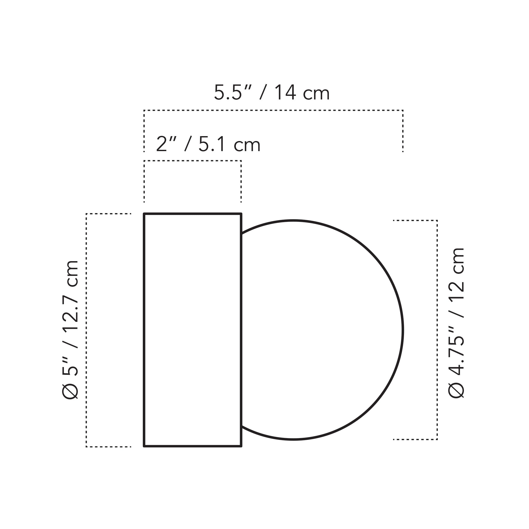 Cedar & Moss Brass Cutie 5" technical drawing with dimensions