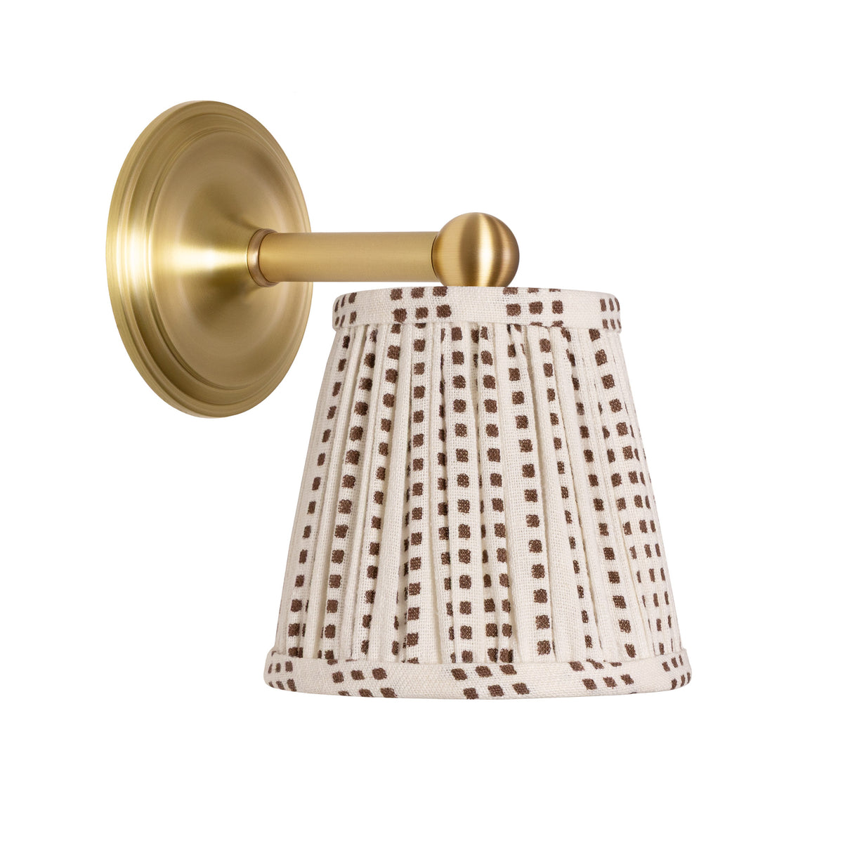 Cambridge Sconce shown in Brass with an Aspen Coco Shade
