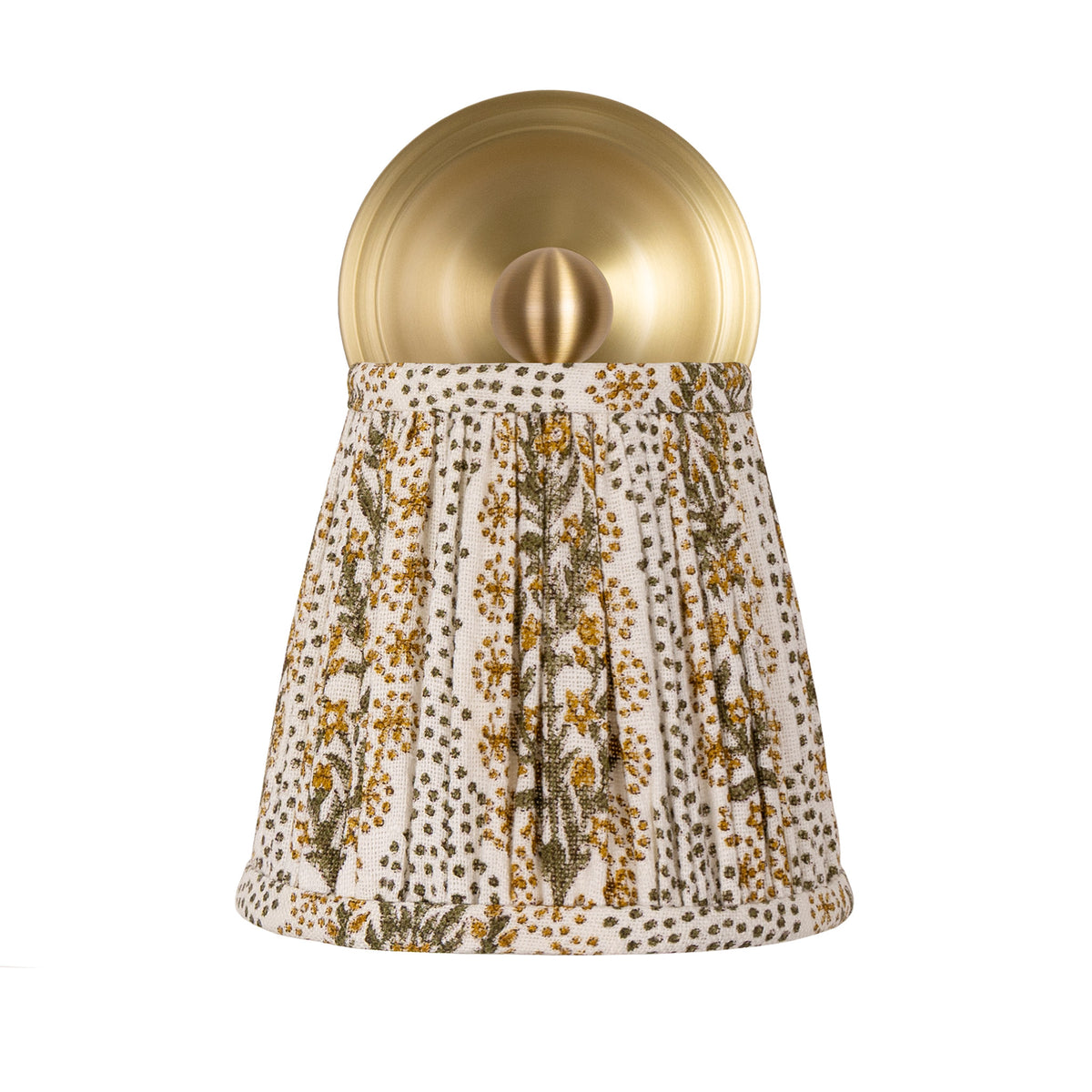 Cambridge Sconce shown in Brass with a Winfleur Mustard Shade