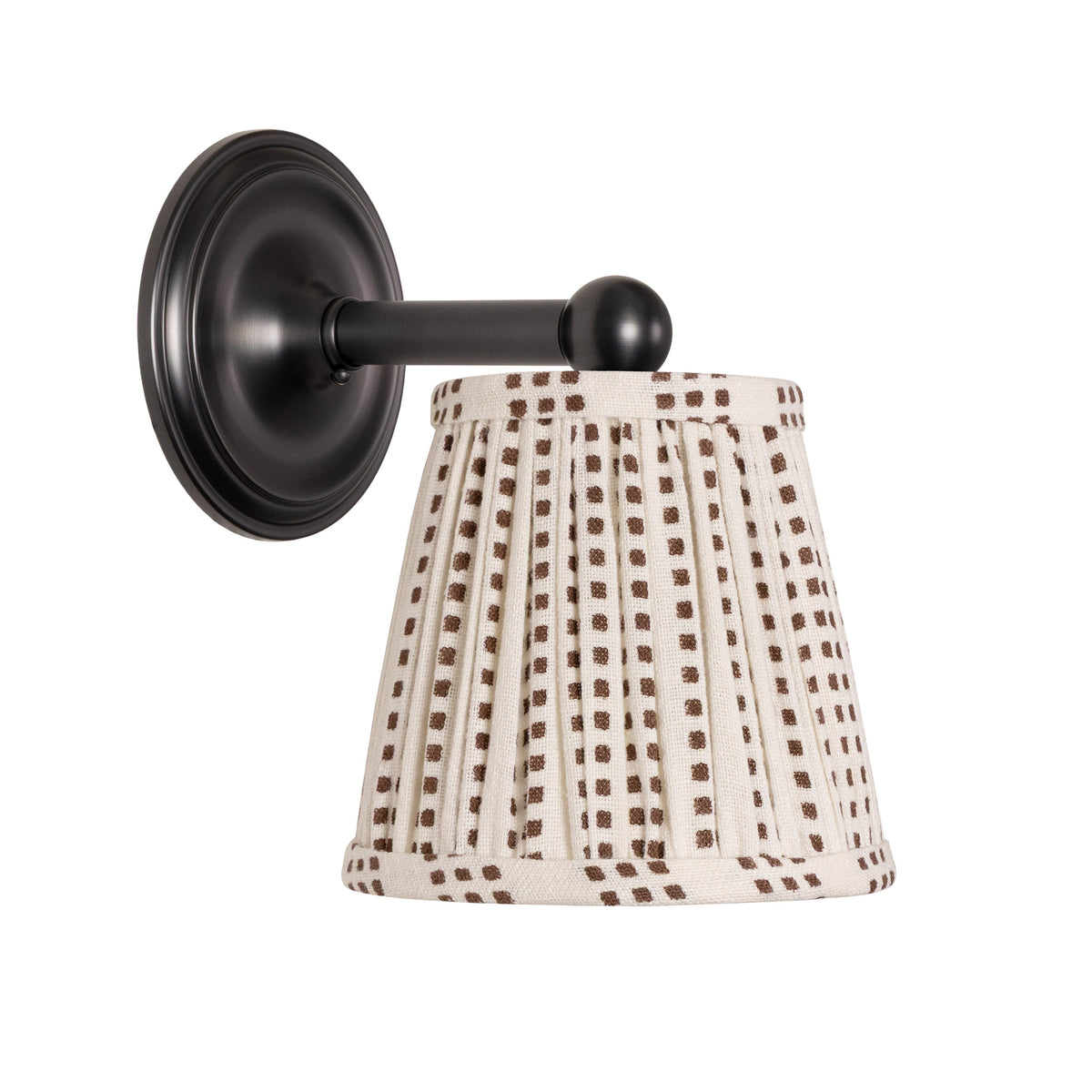 Cambridge Sconce shown in Graphite Patina with an Aspen Coco Shade