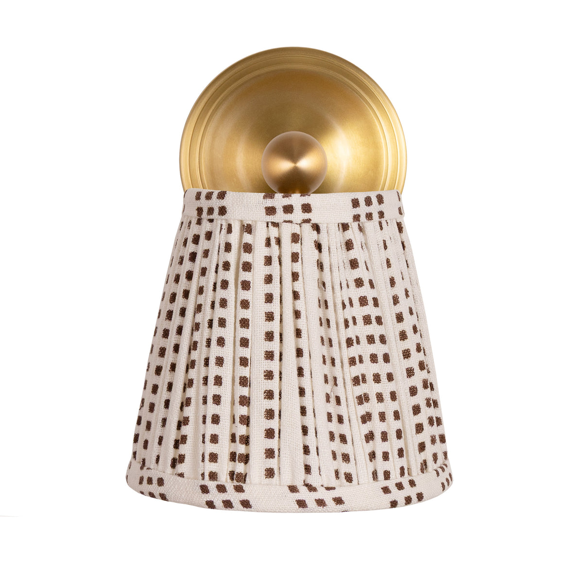 Cambridge Sconce shown in Heirloom Brass with an Aspen Coco Shade