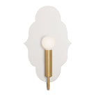 Clare Ceramic Sconce shown in Brass with a Natural White Glaze 