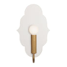 Clare Ceramic Sconce shown in Heirloom Brass with a Natural White Glaze 