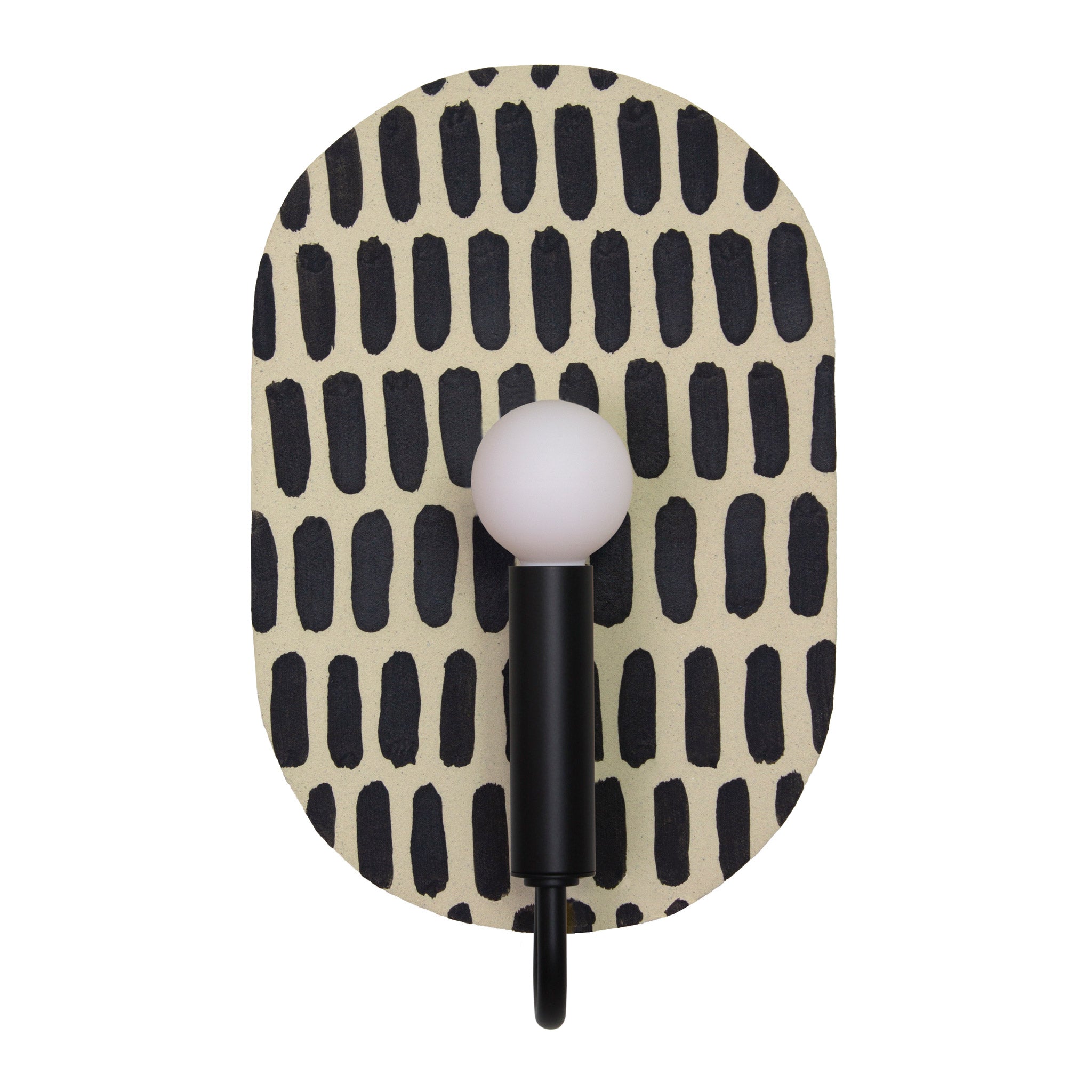 Concord ADA shown in Matte Black with Black & Cream Dot Stripe ceramic