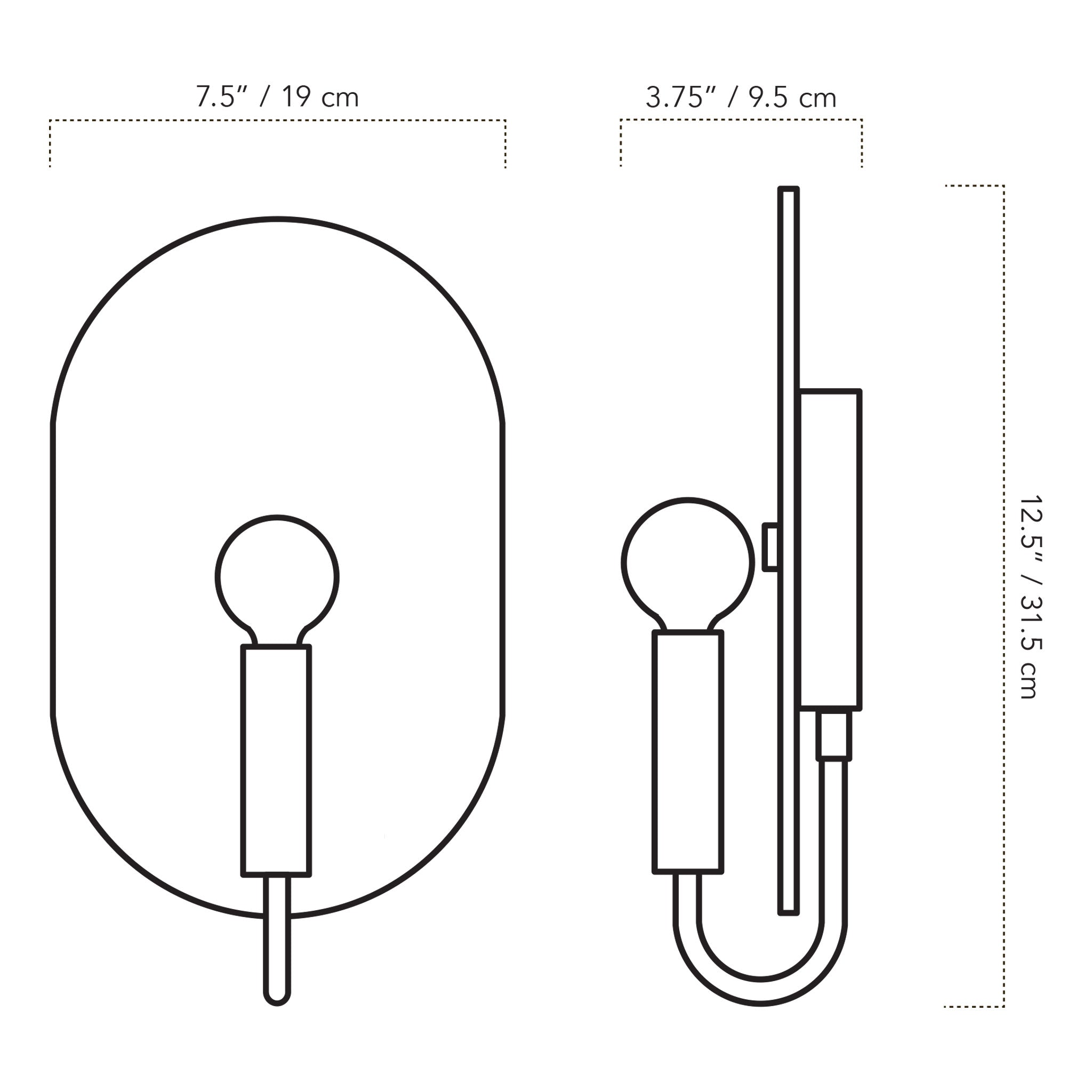 A Technical Drawing Of The Concord Wall Sconce