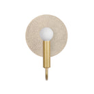 Edith ADA Sconce shown in Brass with a Gloss Crackle Glaze Ceramic Canopy