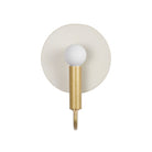 Edith ADA Sconce shown in Brass with a Natural White Glaze Ceramic Canopy