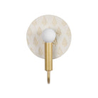 Edith ADA Sconce shown in Brass with a Natural White and Cream Floral Ceramic Canopy