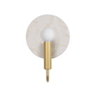 Edith ADA Sconce shown in Brass with a Natural White Tanglewood Ceramic Canopy