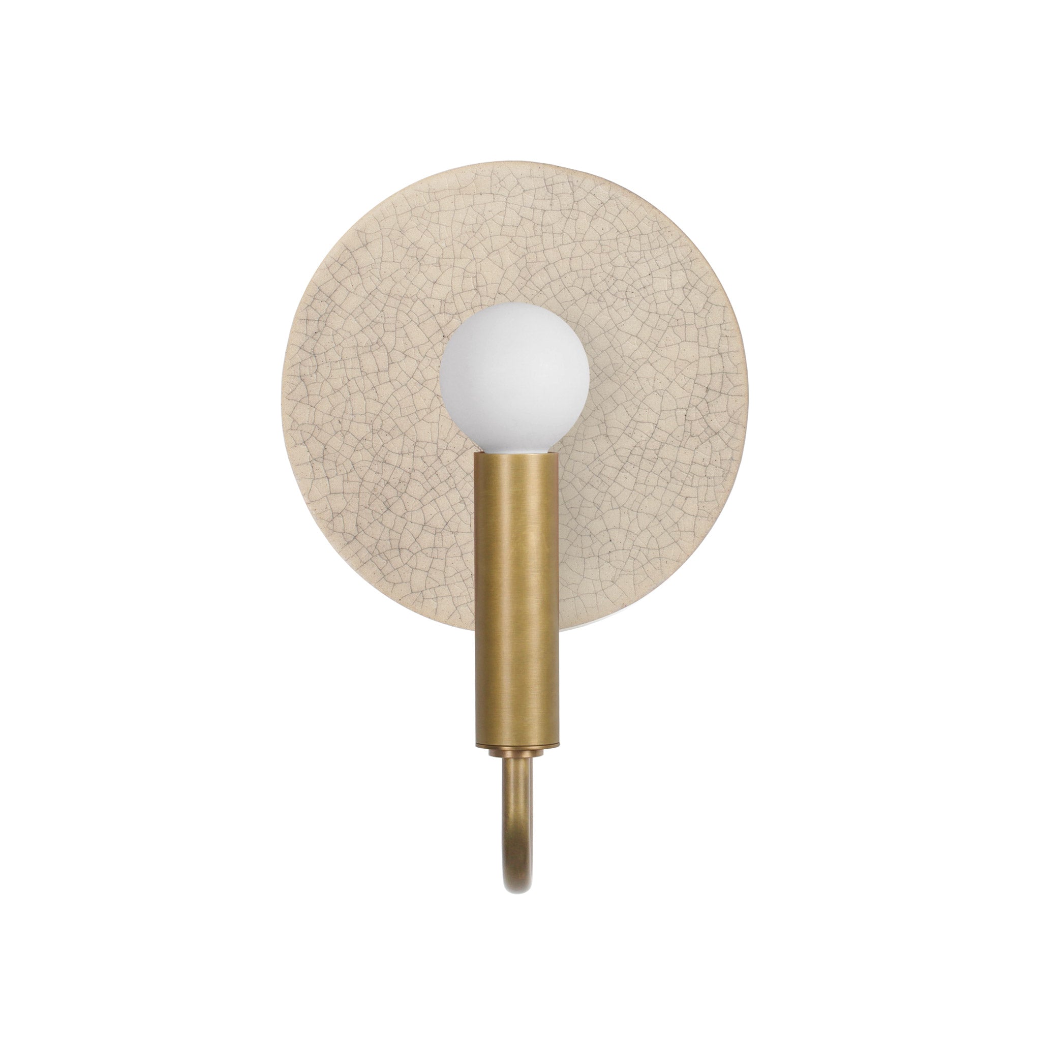 Edith ADA Sconce shown in Heirloom Brass with Gloss Crackle Glaze Ceramic
