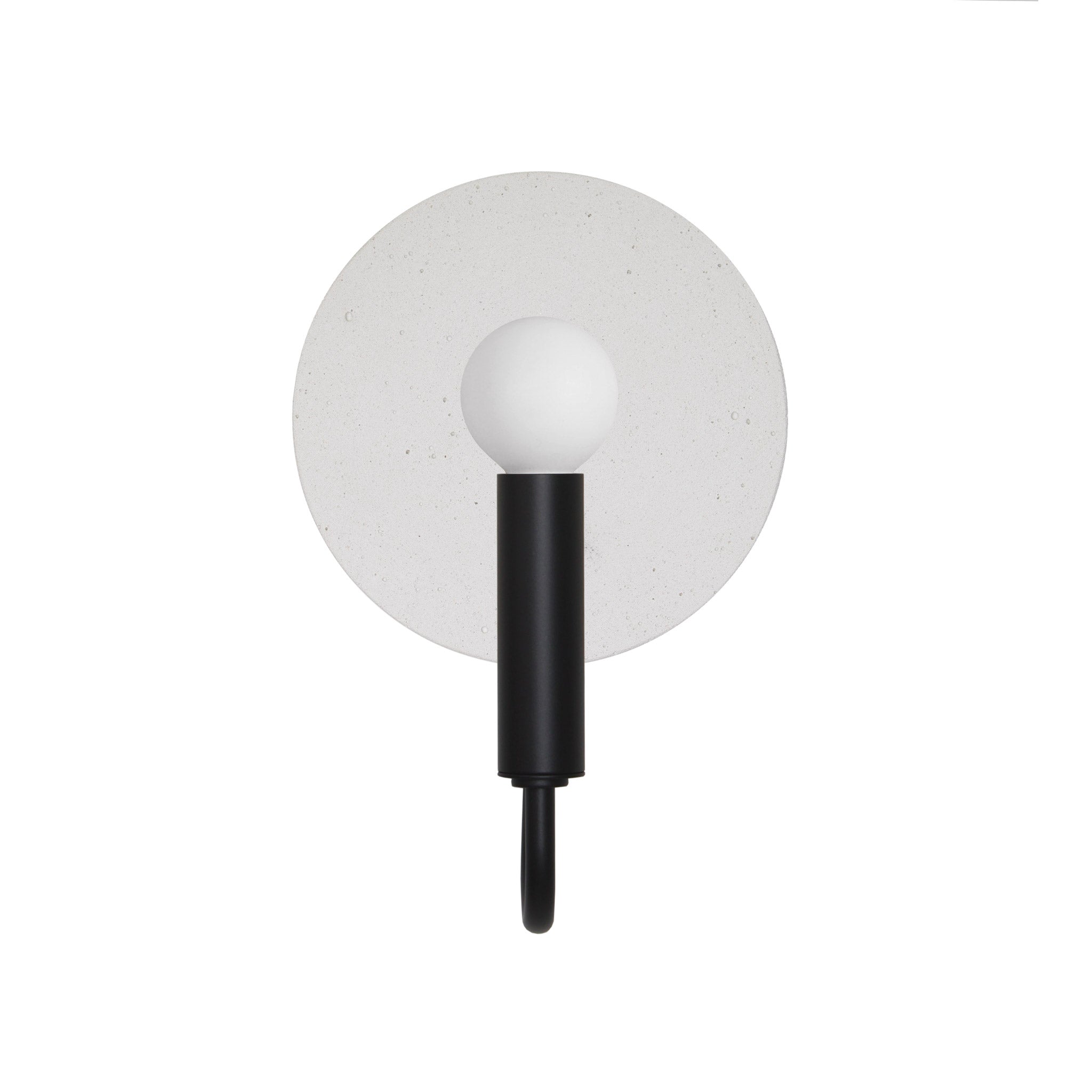 Edith ADA Sconce shown in Matte Black with a Cloud Concrete Canopy