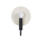 Edith ADA Sconce shown in Matte Black with a Natural White Glaze Ceramic Canopy