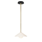 Elvia Pendant shown in Brass with a Black Stained Wood canopy