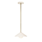 Elvia Pendant shown in Brass with a Bone Ceramic canopy