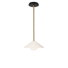 Elvia Pendant shown in Heirloom Brass with a Black Stained Wood canopy